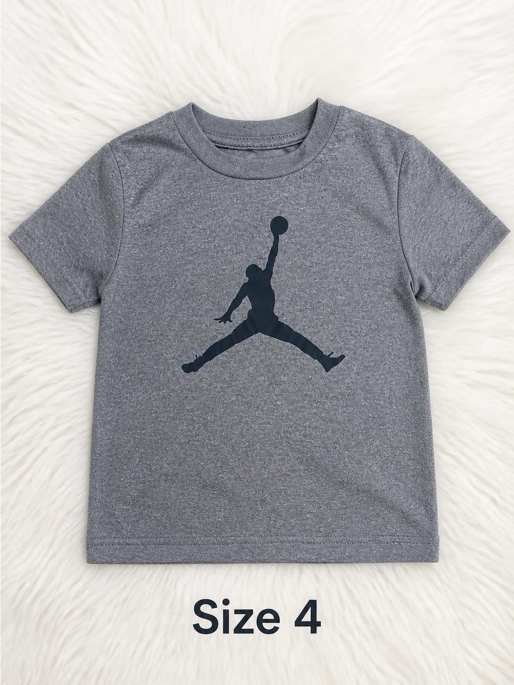 Jordan Dri Fit Gray Short-Sleeve Tee with Black Jumpman Logo